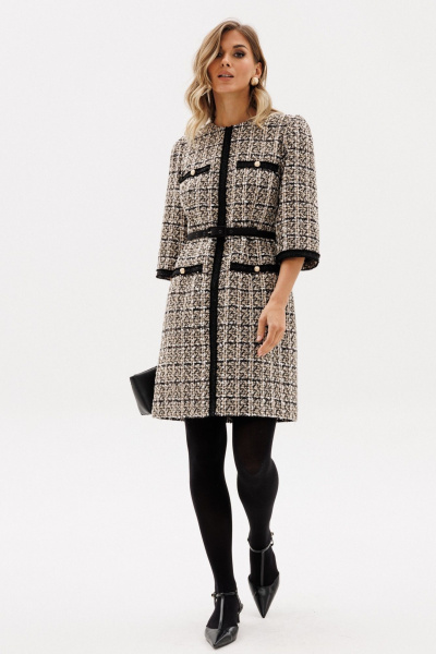 Платье EOLA 2952 бежево-черная_клетка - фото 11