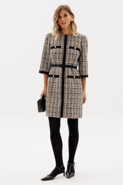 Платье EOLA 2952 бежево-черная_клетка - фото 10