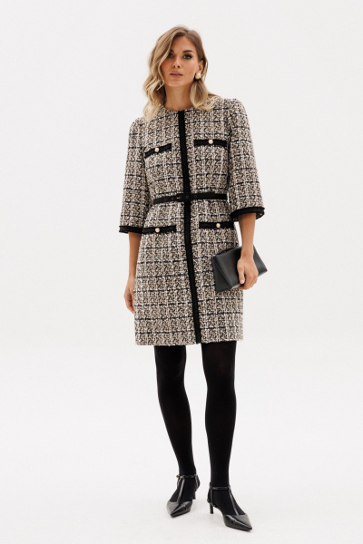 Платье EOLA 2952 бежево-черная_клетка - фото 9