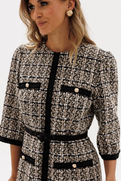 Платье EOLA 2952 бежево-черная_клетка - фото 7