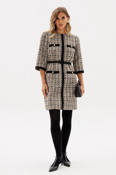 Платье EOLA 2952 бежево-черная_клетка - фото 1