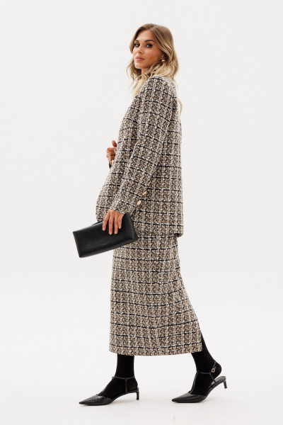 Жакет EOLA 2954 бежево-черная_клетка - фото 9