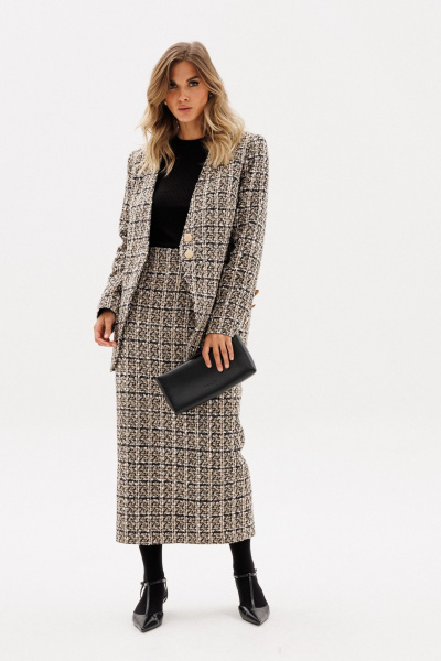 Жакет EOLA 2954 бежево-черная_клетка - фото 5