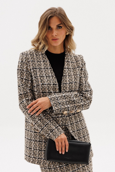 Жакет EOLA 2954 бежево-черная_клетка - фото 6