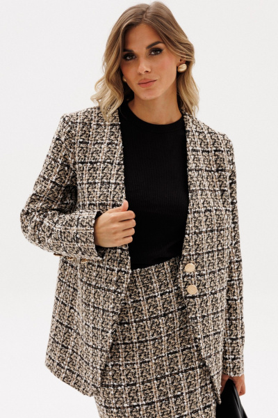 Жакет EOLA 2954 бежево-черная_клетка - фото 2