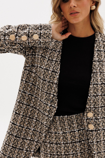 Жакет EOLA 2954 бежево-черная_клетка - фото 3