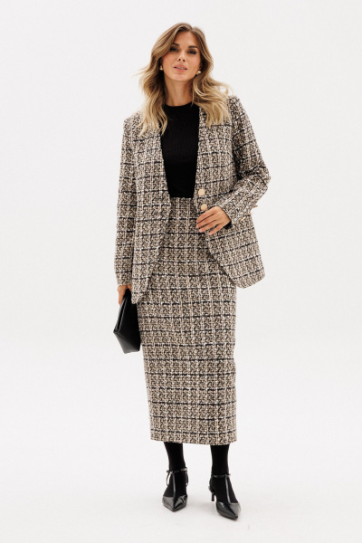 Юбка EOLA 2955 бежево-черная_клетка - фото 2