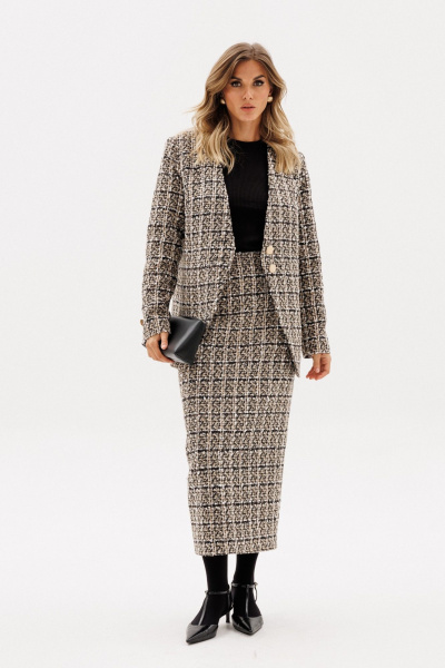 Юбка EOLA 2955 бежево-черная_клетка - фото 1