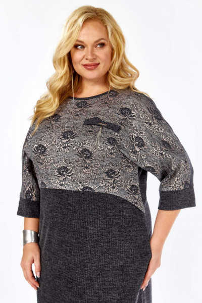 Платье СиБон 0215 темный-серый - фото 2