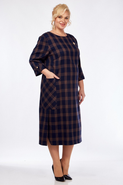 Платье СиБон 0229 синий_рыжий - фото 1
