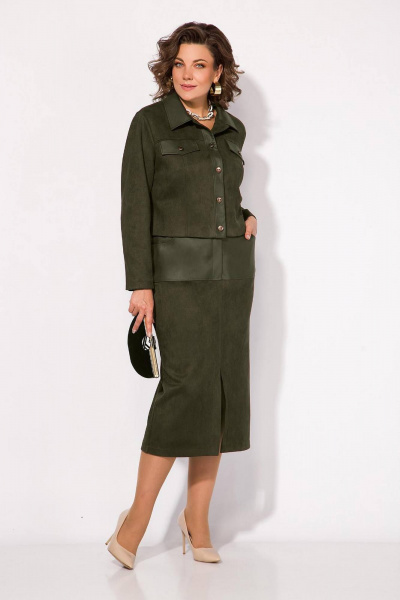Жакет, юбка Liliana 1468 хаки - фото 1