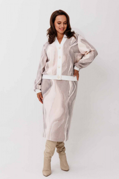 Жакет, юбка Mislana 1265 капучино - фото 4