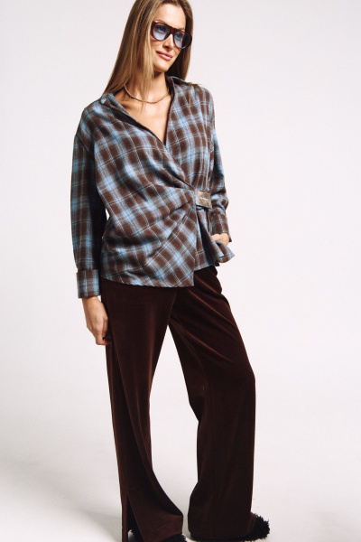 Рубашка MilMil 1244 голубой_коричневый_клетка - фото 9