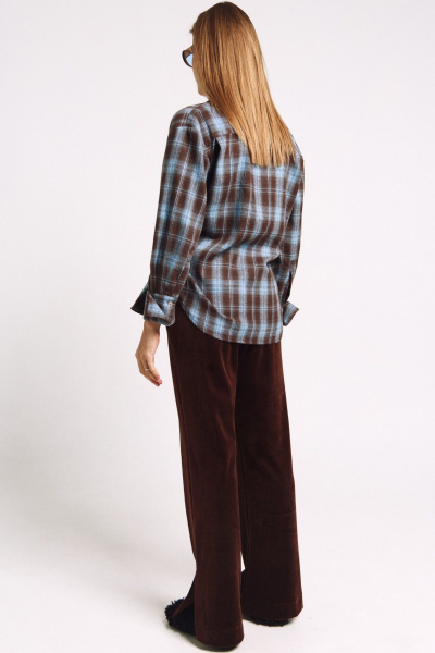 Рубашка MilMil 1244 голубой_коричневый_клетка - фото 7