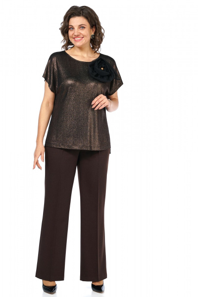 Блуза, брюки Alani Collection 2469 коричневый - фото 1