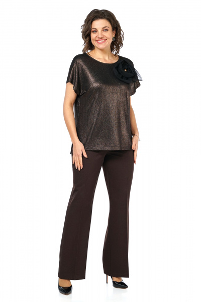Блуза, брюки Alani Collection 2469 коричневый - фото 2