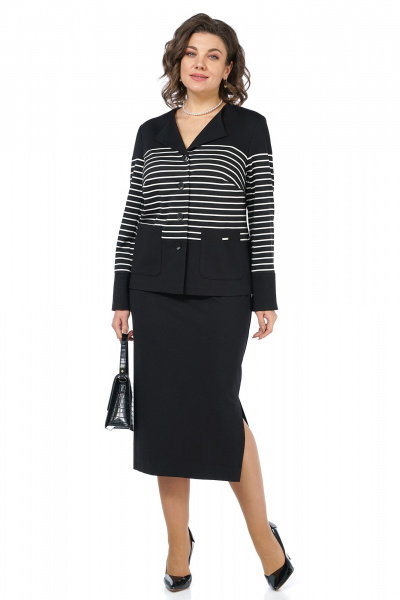 Жакет, юбка Alani Collection 2465 черный-полоска - фото 6