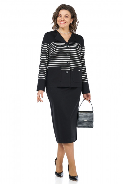Жакет, юбка Alani Collection 2465 черный-полоска - фото 4