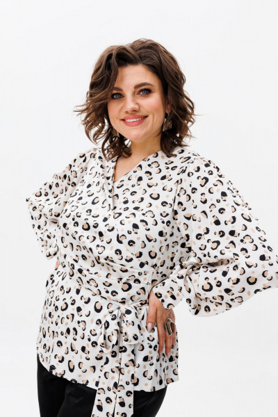 Блуза Anelli 1735 белый_лео - фото 9