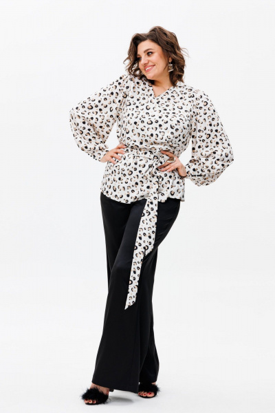 Блуза Anelli 1735 белый_лео - фото 3