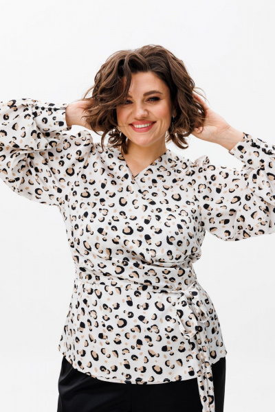 Блуза Anelli 1735 белый_лео - фото 1