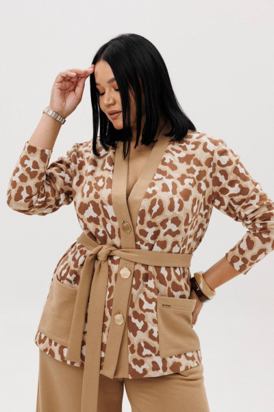 Брюки, жакет Anastasia 1292 бежевый(анималистический_принт) - фото 4