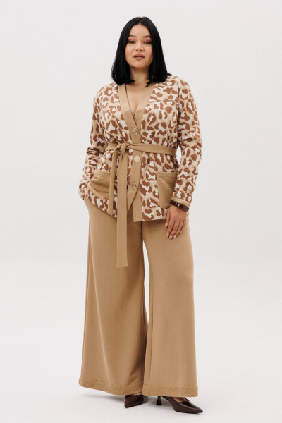 Брюки, жакет Anastasia 1292 бежевый(анималистический_принт) - фото 1