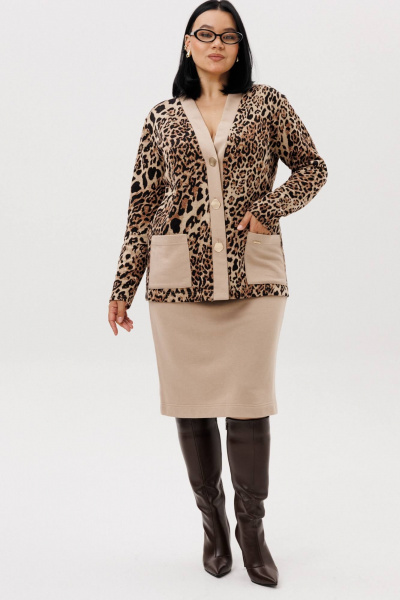Жакет, юбка Anastasia 1293 бежевый(анималистический_принт) - фото 6