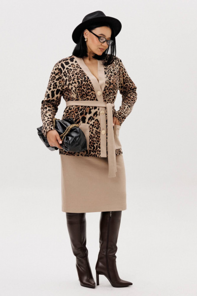 Жакет, юбка Anastasia 1293 бежевый(анималистический_принт) - фото 2