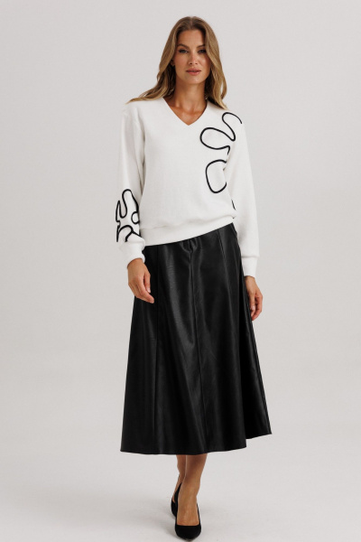 Джемпер, юбка Ларс Стиль 1143 молочный-черный - фото 1