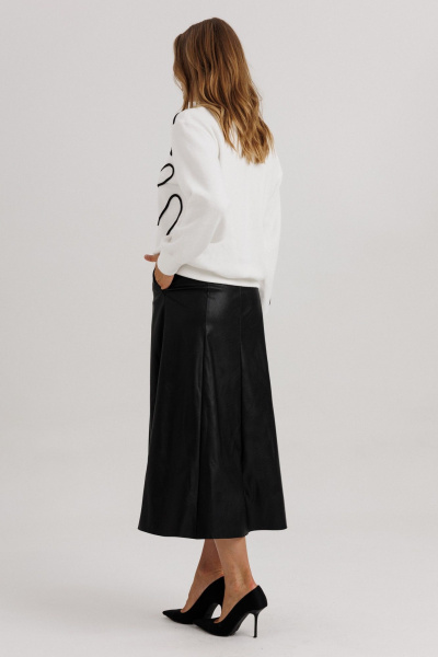 Джемпер, юбка Ларс Стиль 1143 молочный-черный - фото 5