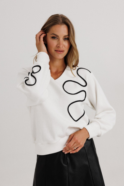 Джемпер, юбка Ларс Стиль 1143 молочный-черный - фото 4