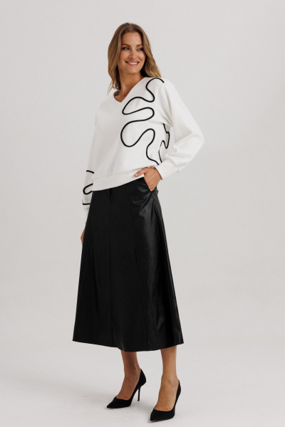 Джемпер, юбка Ларс Стиль 1143 молочный-черный - фото 3