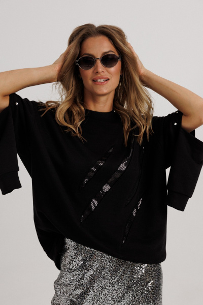 Джемпер, юбка Ларс Стиль 1147 черный-серебро - фото 6