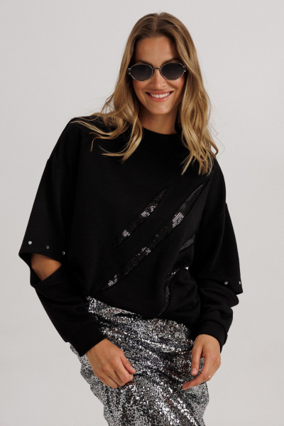 Джемпер, юбка Ларс Стиль 1147 черный-серебро - фото 4