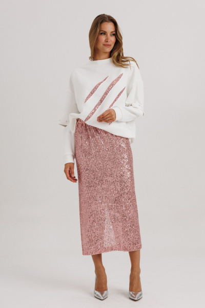 Джемпер, юбка Ларс Стиль 1149  молочный-розовый - фото 6