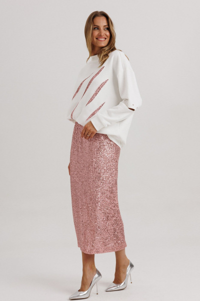 Джемпер, юбка Ларс Стиль 1149  молочный-розовый - фото 2