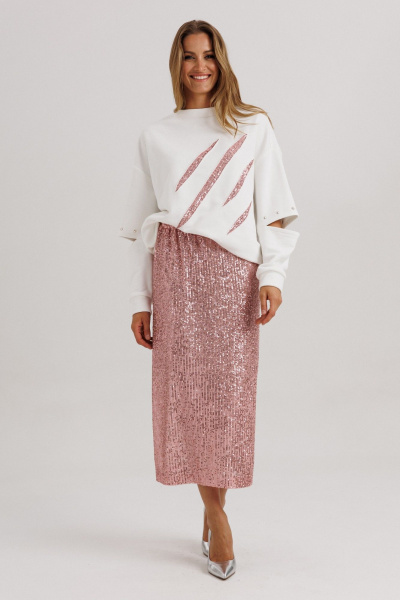 Джемпер, юбка Ларс Стиль 1149  молочный-розовый - фото 1