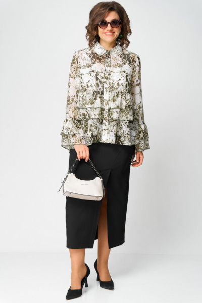 Блуза EVA GRANT 7221 принт_олива - фото 7