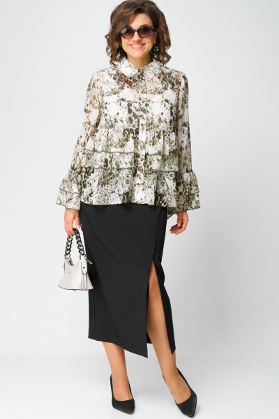 Блуза EVA GRANT 7221 принт_олива - фото 6