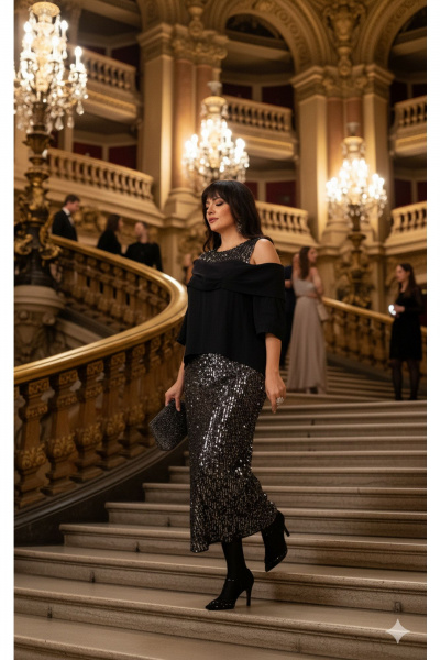 Блуза, юбка Vittoria Queen 27283 черный - фото 2