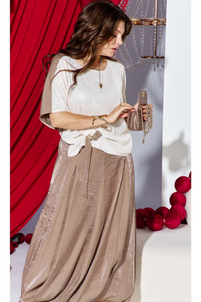 Блуза, брюки Vittoria Queen 27363 бежево-коричневый - фото 9