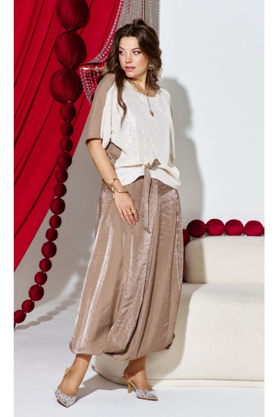 Блуза, брюки Vittoria Queen 27363 бежево-коричневый - фото 6