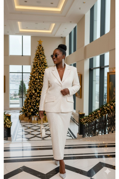 Жакет, юбка Vittoria Queen 27373 кремовый - фото 9