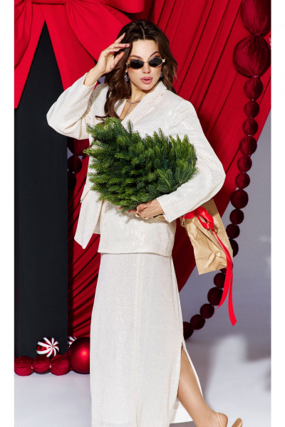 Жакет, юбка Vittoria Queen 27373 кремовый - фото 2