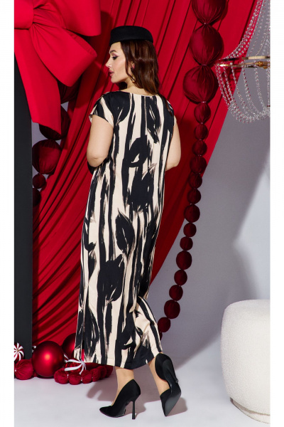 Жакет, платье Vittoria Queen 27493 черно-бежевый - фото 5