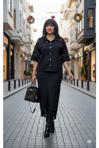 Блуза, юбка Vittoria Queen 27513 черный - фото 1