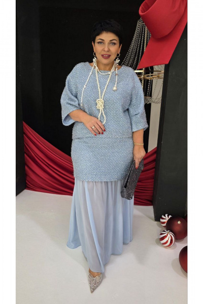 Блуза, юбка Vittoria Queen 27573 серебристо-голубой - фото 9