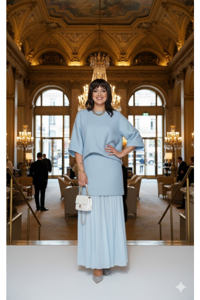 Блуза, юбка Vittoria Queen 27573 серебристо-голубой - фото 1