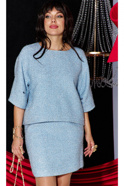 Блуза, юбка Vittoria Queen 27573 серебристо-голубой - фото 6